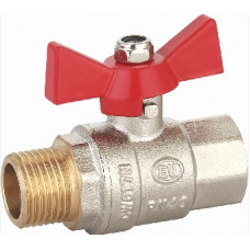 Кран шаровой Euros 3/4", ВР-НР, красн. бабочка, никель