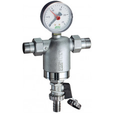 Фильтр 3/4", НР-НР, 100 мкм, с манометром, Tmax: 95 °С, 25 бар FAR