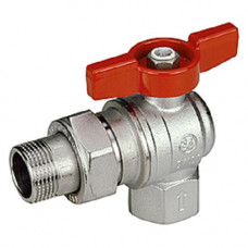 Кран шаровой Giacomini 1/2", ВР-"американка", угловой, красн. бабочка, хром