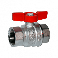 Кран шаровой Giacomini 1/4", ВР, красн. бабочка, хром
